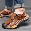 Men's Summer Outdoor Leather Large Size Beach Sandals - The Epitome of Style and Comfort