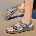 Men's Double Breasted Leather Breathable Beach Sandals - The Ultimate Summer Footwear for Style and Comfort