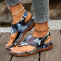 Women's Stylish Casual Flower Back Buckle Wedge Sandals