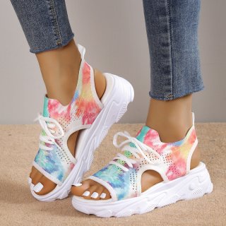 Women's Stylish Print Lace-up Sports Sandals for Summer Casual Wear