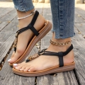 Women's Flat Sandals with Roman Thong Design